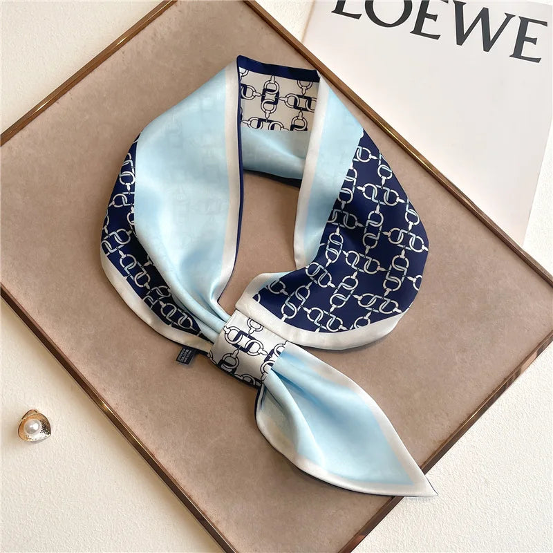 Satin Skinny Neck Scarf with Equestrian Print for Women – Versatile Hair Ribbon, Wrist Wrap, Bandana & Handbag Tie – 30 × 5 in Silky | Lonoma