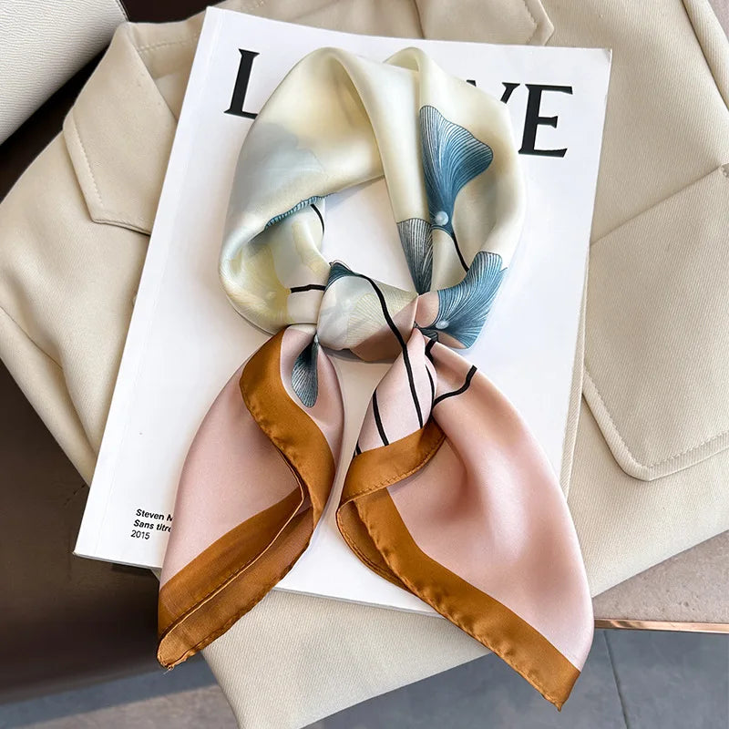 Printed Square Scarf 27.5 × 27.5 in Polyester Silk-Feel Headband Neck Wrap Hair Accessory for Women Spring Summer Fall Winter Versatile | Lonoma