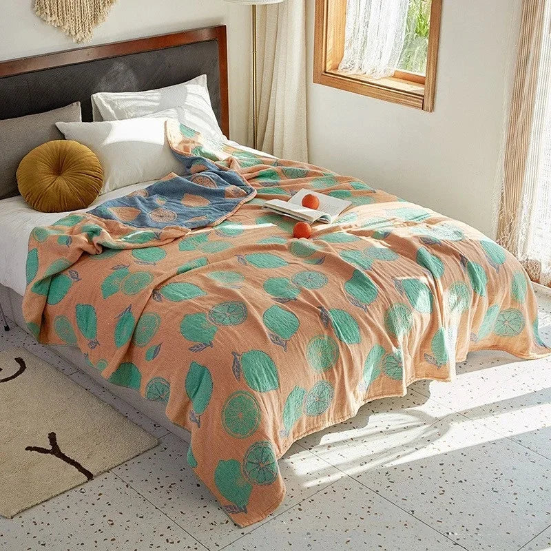 Cotton Woven Throw Blanket Lightweight Breathable Jacquard Coverlet for Couch Bedroom Spring Summer All-Season Bedding Throw | Lonoma