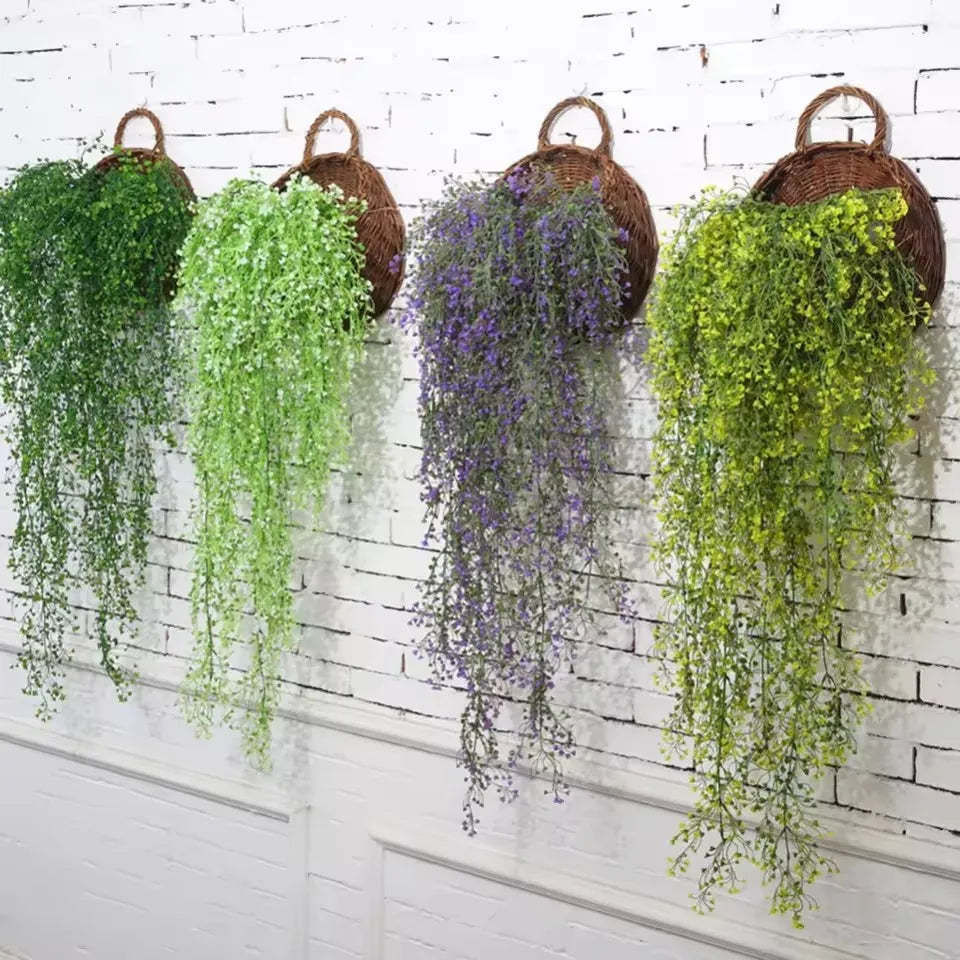 Hanging Rattan Wall Planter Basket, Handwoven Natural Plant Hanger for Indoor Outdoor Decor, Boho Vertical Garden Flower Pot | Lonoma