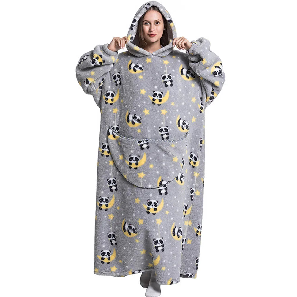 Oversized Wearable Blanket Hoodie with Sleeves Sherpa Fleece Throw for Adults Cozy Soft Plush Winter Loungewear Women Men | Lonoma