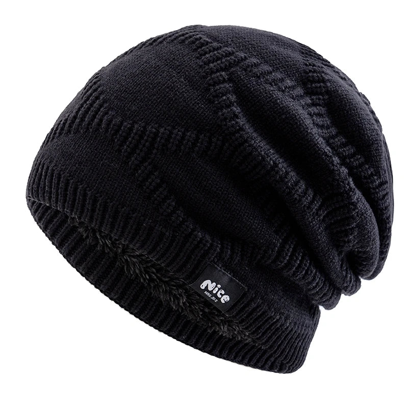 Fleece-Lined Knit Beanie Hat Unisex Winter Headwear Slouchy Warm Cap for Cold Weather Daily Wear | Lonoma