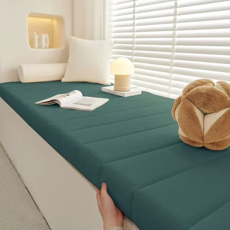 Plush Velvet Bench Cushion Pad with Non-Slip Base for Bay Window Seat, Patio Seating, Indoor & Outdoor Use | Lonoma