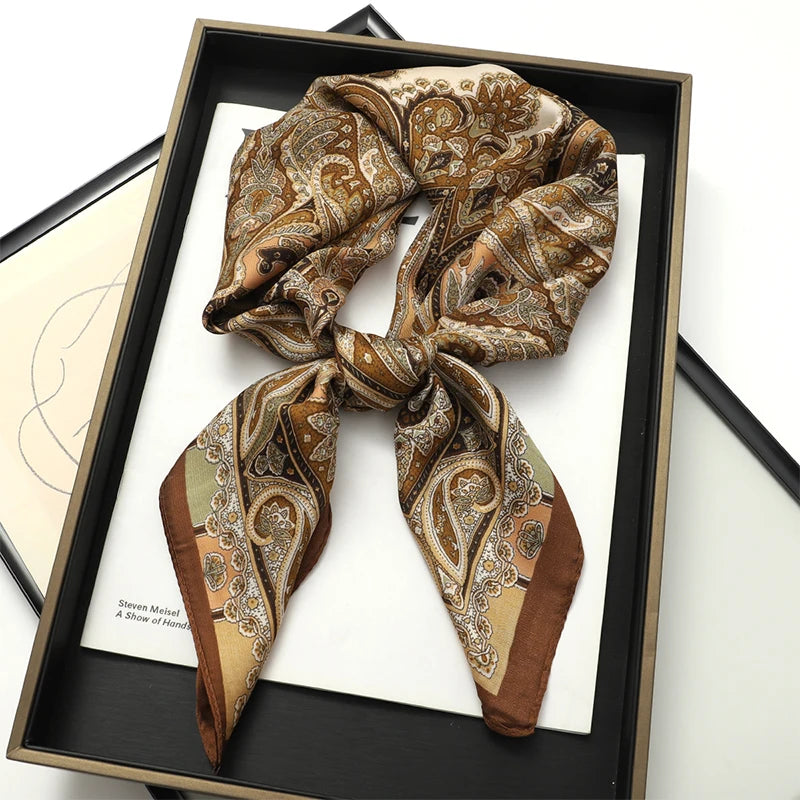 Printed Square Scarf 27.5 × 27.5 in Polyester Silk-Feel Headband Neck Wrap Hair Accessory for Women Spring Summer Fall Winter Versatile | Lonoma