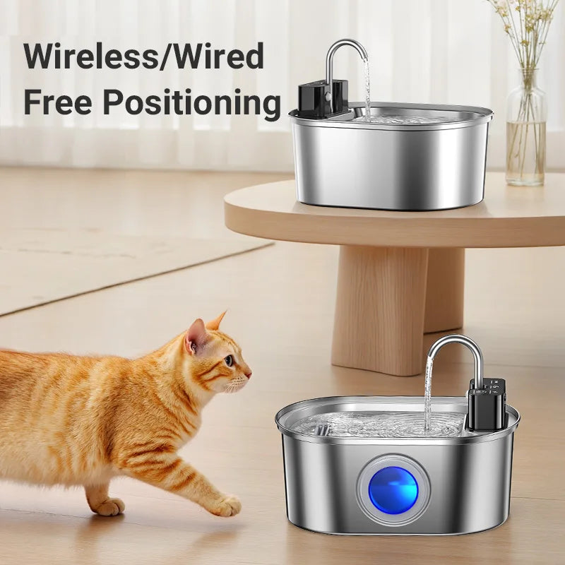 Rechargeable Stainless Steel Pet Water Fountain with Motion Sensor for Cats and Dogs 108 fl oz Capacity | Lonoma