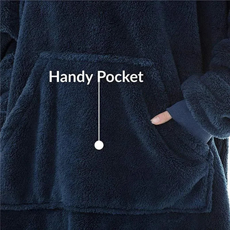 Oversized Wearable Blanket Hoodie with Hood Plush Double-Sided Fleece Throw for Adults Lounge Cozy Winter Warmth | Lonoma