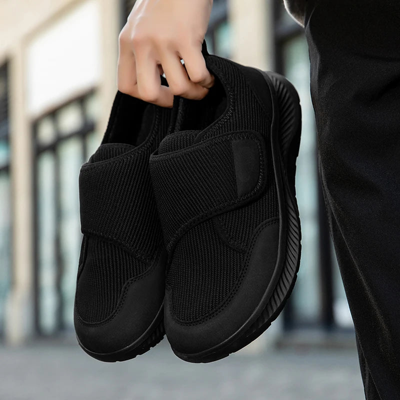 Men's Orthopedic Slip-On Shoes Wide Toe Box Adjustable Hook and Loop Lightweight Cushioned Sole for Bunions Swelling Diabetic Feet Seniors | Lonoma