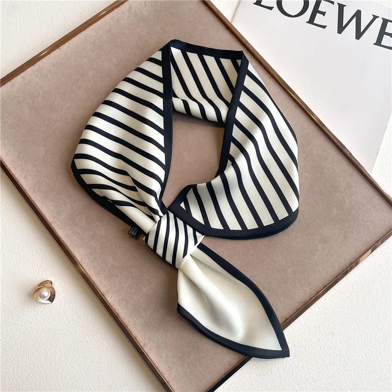 Satin Skinny Neck Scarf with Equestrian Print for Women – Versatile Hair Ribbon, Wrist Wrap, Bandana & Handbag Tie – 30 × 5 in Silky | Lonoma