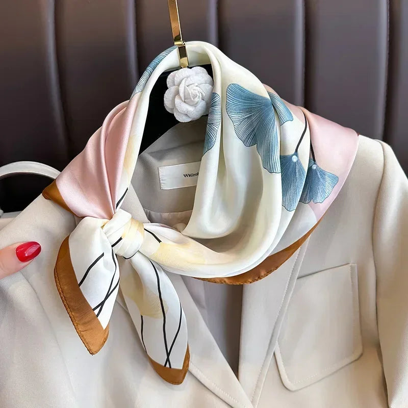 Square Silk Scarf for Women with Printed Design for Hair Neck or Handbag Accent Accessory | Lonoma