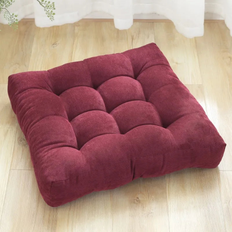 Tufted Square Floor Cushion 18 × 18 in or 21 × 21 in for Meditation, Yoga, Reading & Seating Corduroy Polyester Filled Thick Padded Mat | Lonoma
