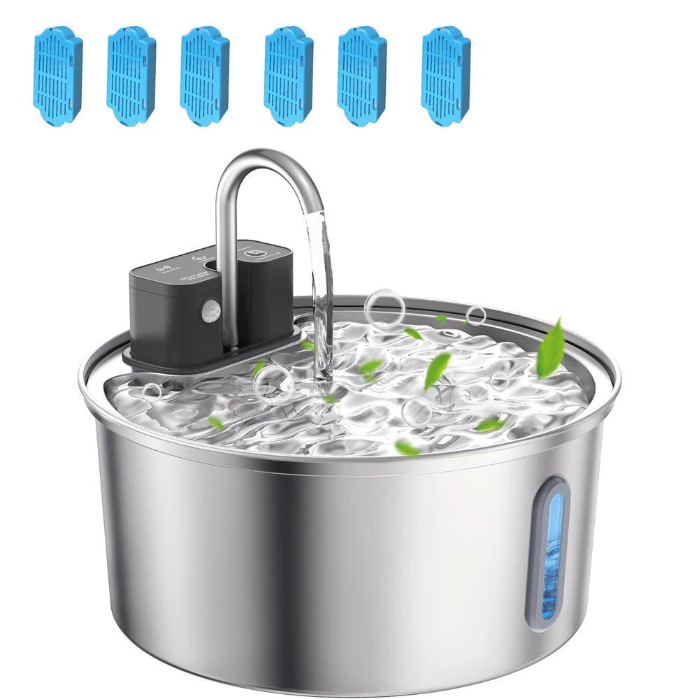 Rechargeable Stainless Steel Pet Water Fountain 3L with Motion Sensor for Cats and Dogs | Lonoma