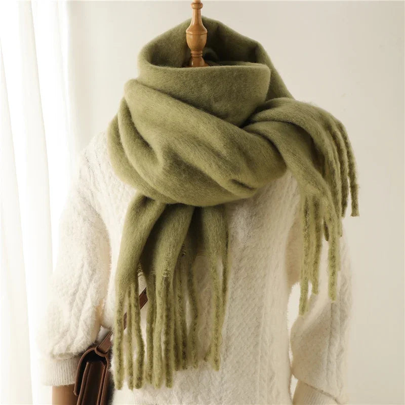 Oversized Blanket Wrap Shawl for Women – Soft Viscose-Polyester Blend with Decorative Fringed Ends – Cold Weather Layering Accessory | Lonoma