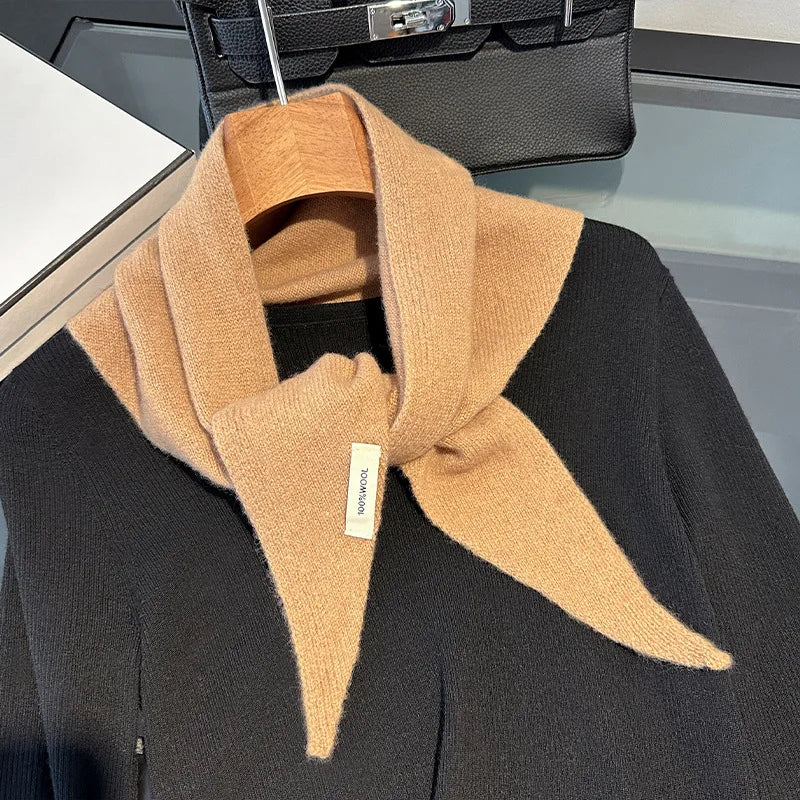 Soft Wool Triangle Scarf Women's Winter Wrap Shawl Solid Color Thick Knit Neck Warmer Cold Weather Pashmina for Daily Wear | Lonoma
