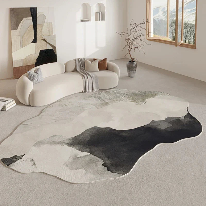 Plush Curved Area Rug Non-Slip Polyester Floor Mat Contemporary Abstract Geometric Shape for Bedrooms Hallways Entryways | Lonoma