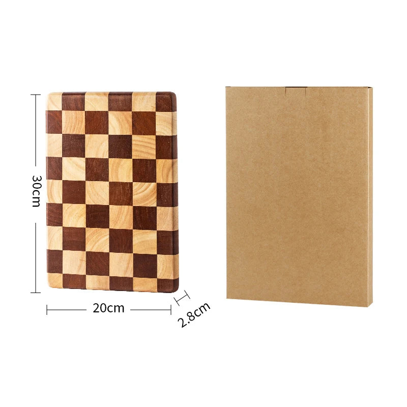 Rubberwood End Grain Cutting Board Reversible Heavy-Duty Chopping Block for Meat Vegetables Bread Cheese Kitchen Serving Platter | Lonoma