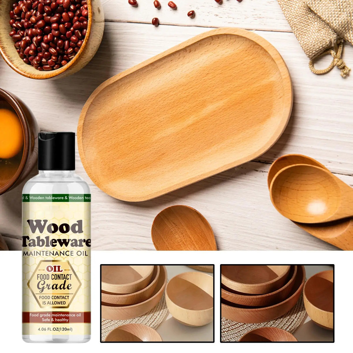 Wood Conditioner Oil for Cutting Boards and Kitchen Utensils - Food-Safe Mineral Oil Treatment for Wooden Countertops, Serving Boards | Lonoma