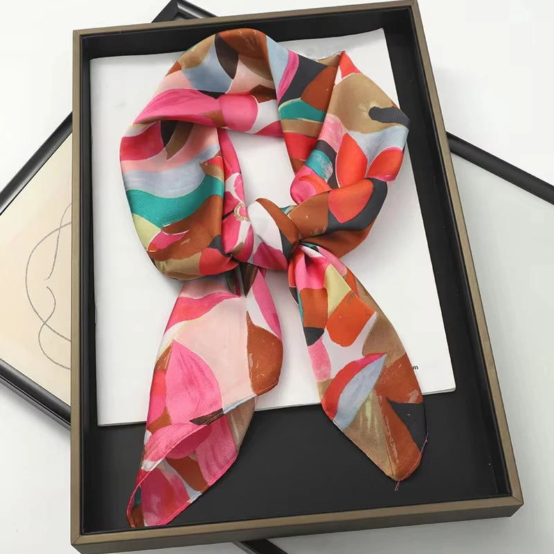 Square Satin Scarf for Women Hair Wrap Neck Scarf Headband Versatile Fashion Accessory Lightweight Printed Bandana | Lonoma