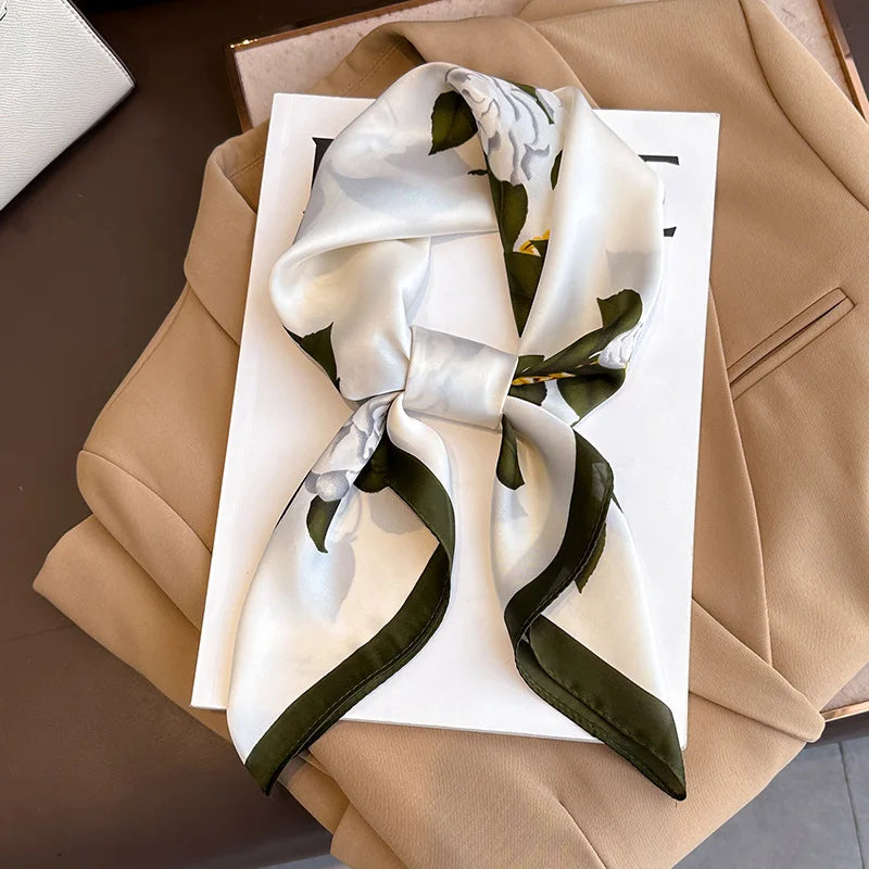 Printed Square Scarf 27.5 × 27.5 in Polyester Silk-Feel Headband Neck Wrap Hair Accessory for Women Spring Summer Fall Winter Versatile | Lonoma