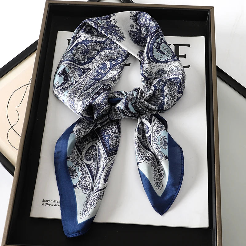 Printed Square Scarf 27.5 × 27.5 in Polyester Silk-Feel Headband Neck Wrap Hair Accessory for Women Spring Summer Fall Winter Versatile | Lonoma