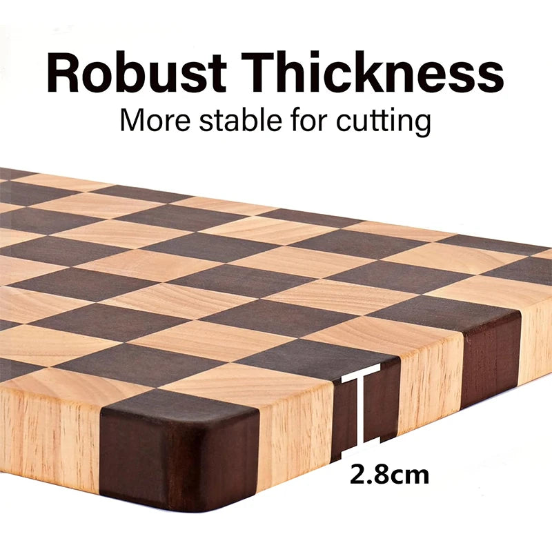 Rubberwood End Grain Cutting Board Reversible Heavy-Duty Chopping Block for Meat Vegetables Bread Cheese Kitchen Serving Platter | Lonoma