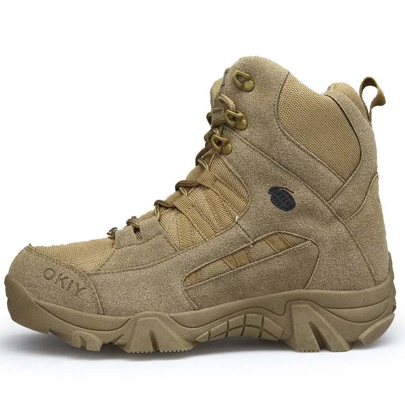Men's Tactical Ankle Boots Rugged Hiking Footwear Platform Desert Style Lace-Up Work Boots Outdoor Trail Trekking Shoes Adventure Ready | Lonoma