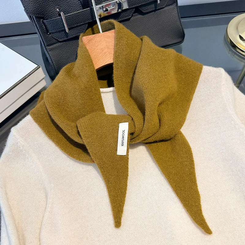 Soft Wool Triangle Scarf Women's Winter Wrap Shawl Solid Color Thick Knit Neck Warmer Cold Weather Pashmina for Daily Wear | Lonoma