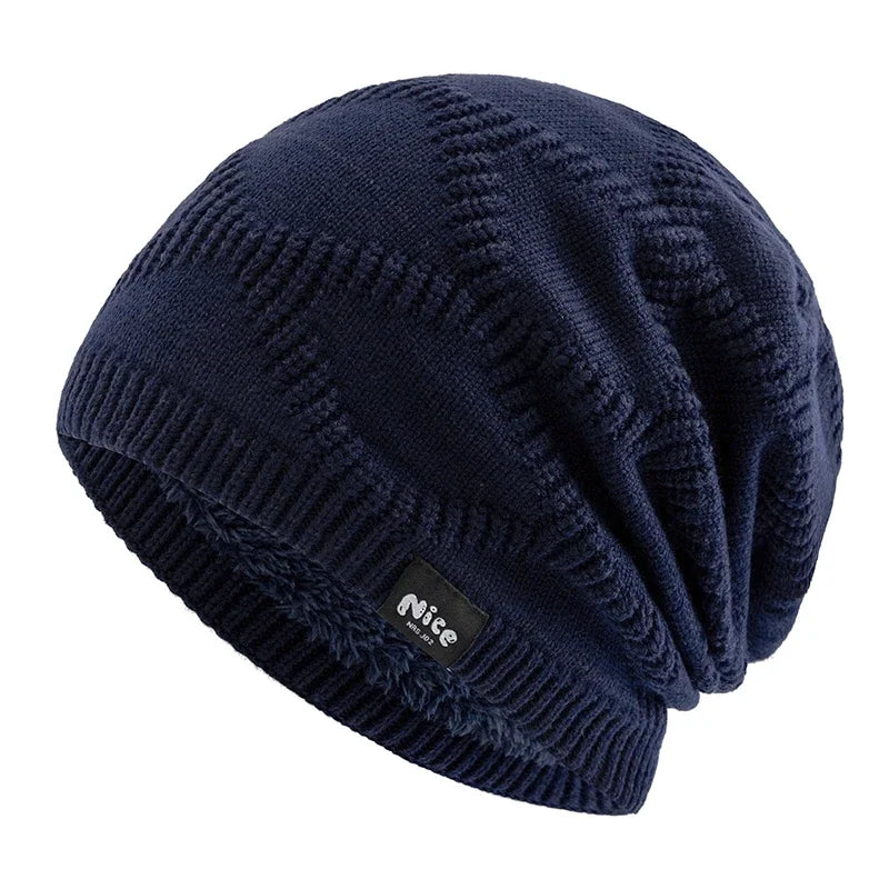 Textured Slouch Beanie Hat for Men and Women with Fleece Lining Cold Weather Winter Knit Cap Casual Daily Headwear | Lonoma