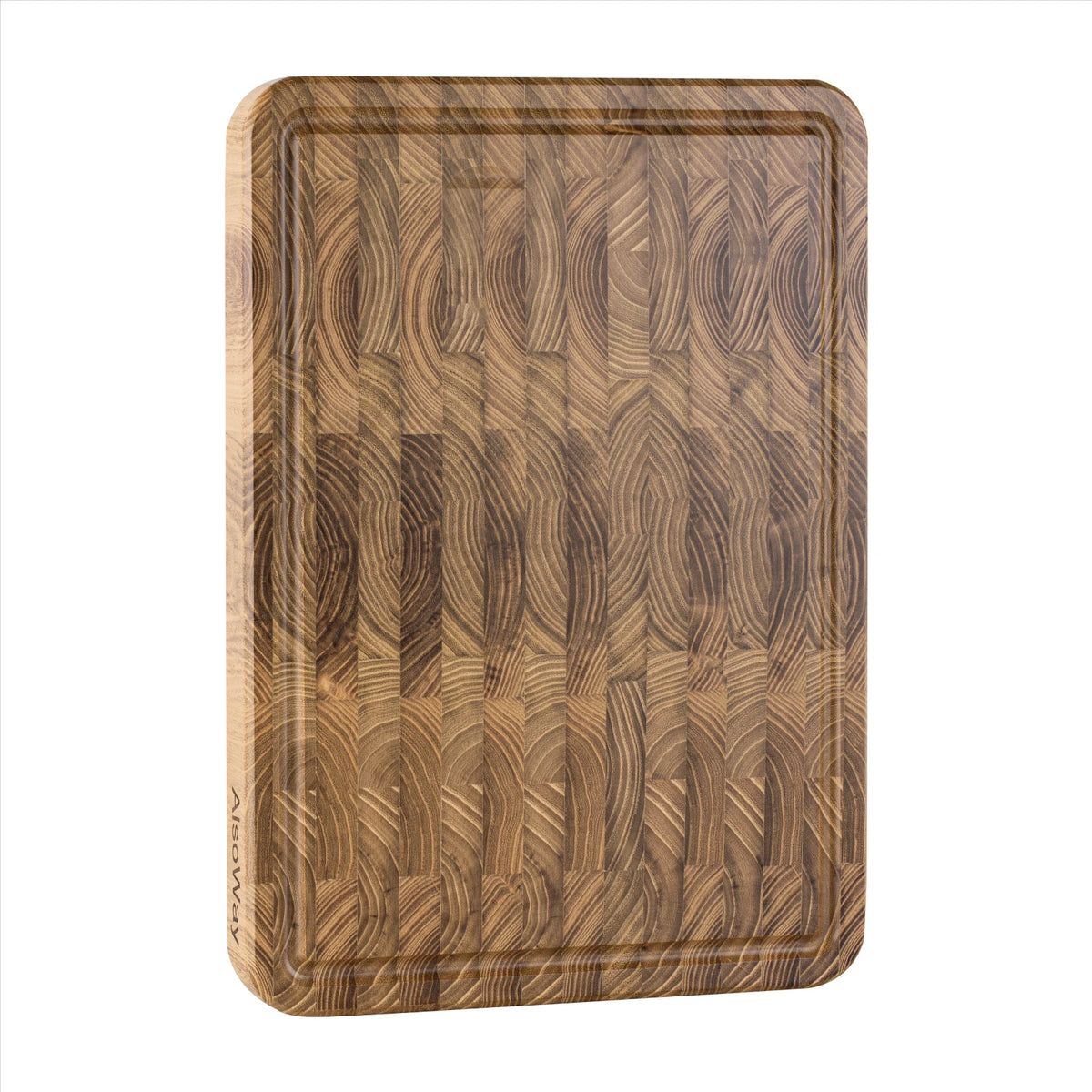 Teak Wood Cutting Board with Juice Groove and Handles for Kitchen Prep | Chopping Block for Meat Vegetables | Pre-Oiled End Grain Butcher | Lonoma