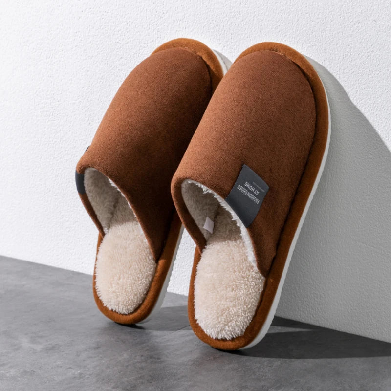 Men's Suede House Slippers Indoor Winter Shoes Quiet Non-Slip Cushioned Warm Slip-On Moccasins for Fall Cold Weather Guest Bedroom | Lonoma