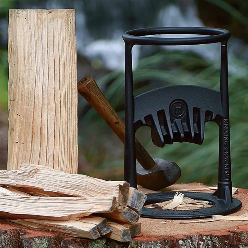 Manual Log Splitter Steel Wedge for Firewood with Safety Base for Fireplace | Lonoma