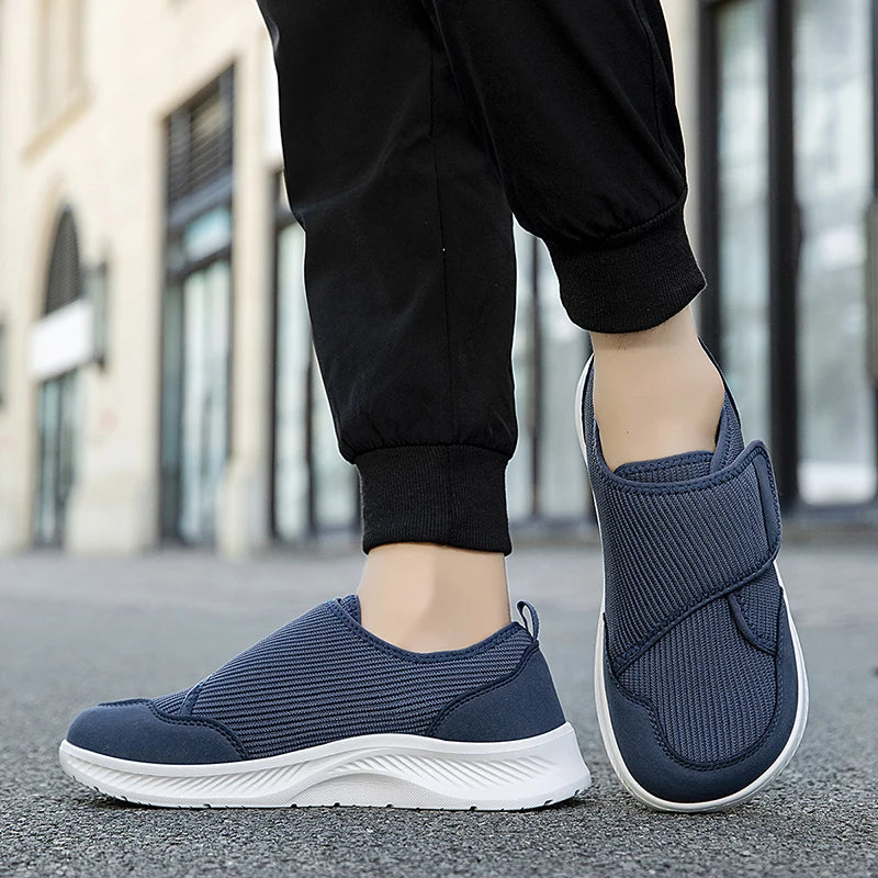 Men's Orthopedic Slip-On Shoes Wide Toe Box Adjustable Hook and Loop Lightweight Cushioned Sole for Bunions Swelling Diabetic Feet Seniors | Lonoma