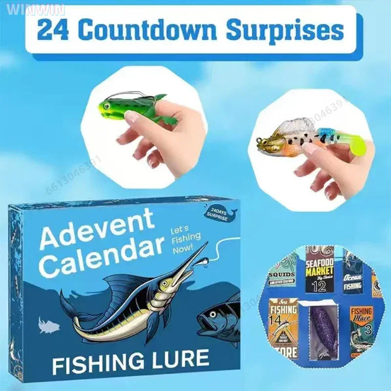 Fishing Advent Calendar 24-Day Tackle Countdown with Lures Hooks Baits for Bass Trout Fishermen Anglers Freshwater Saltwater Holiday Gift | Lonoma