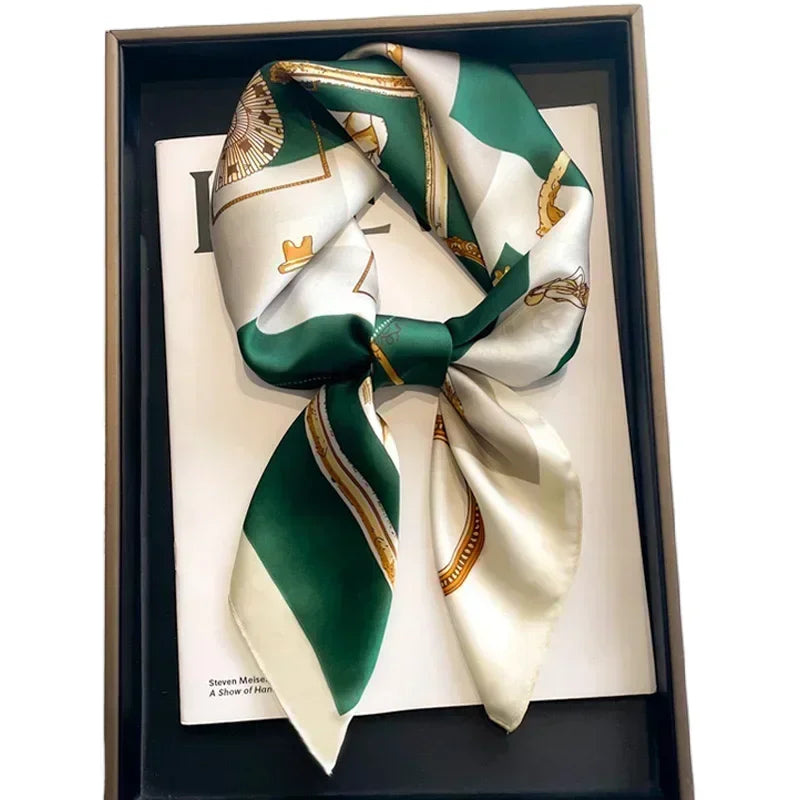 Luxe Design Print Zijden Vierkante Sjaal Vrouwen Zacht Satijn Paard Haarband Halsdoek Kantoor Hijab Hoofdband Foulard Tas Linten Gift