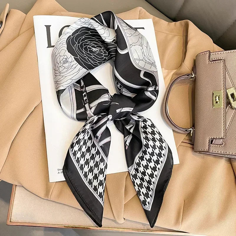 Square Silk Scarf for Women with Printed Design for Hair Neck or Handbag Accent Accessory | Lonoma