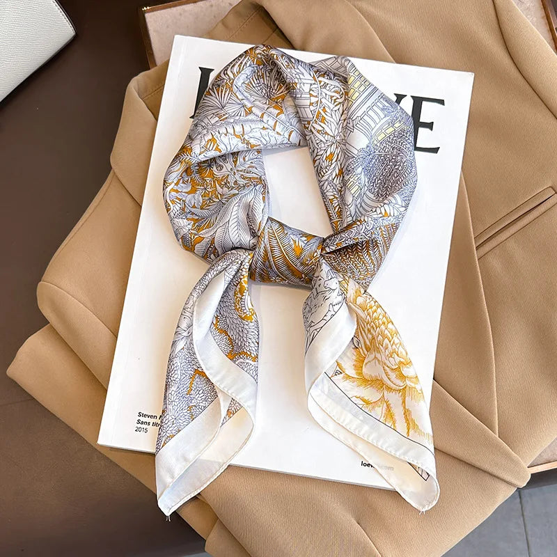 Printed Square Scarf 27.5 × 27.5 in Polyester Silk-Feel Headband Neck Wrap Hair Accessory for Women Spring Summer Fall Winter Versatile | Lonoma