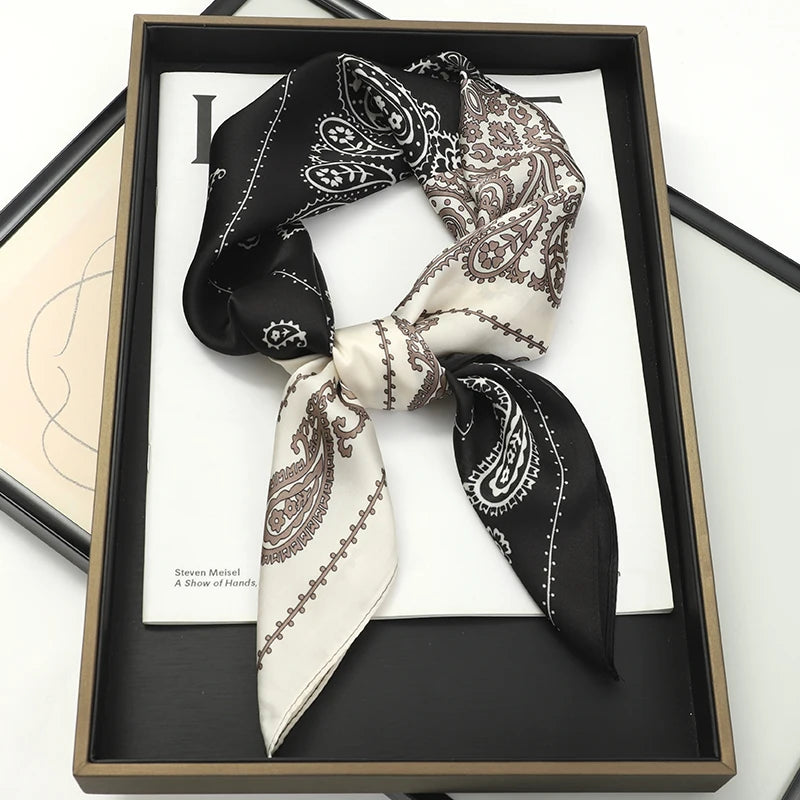 Printed Square Scarf 27.5 × 27.5 in Polyester Silk-Feel Headband Neck Wrap Hair Accessory for Women Spring Summer Fall Winter Versatile | Lonoma