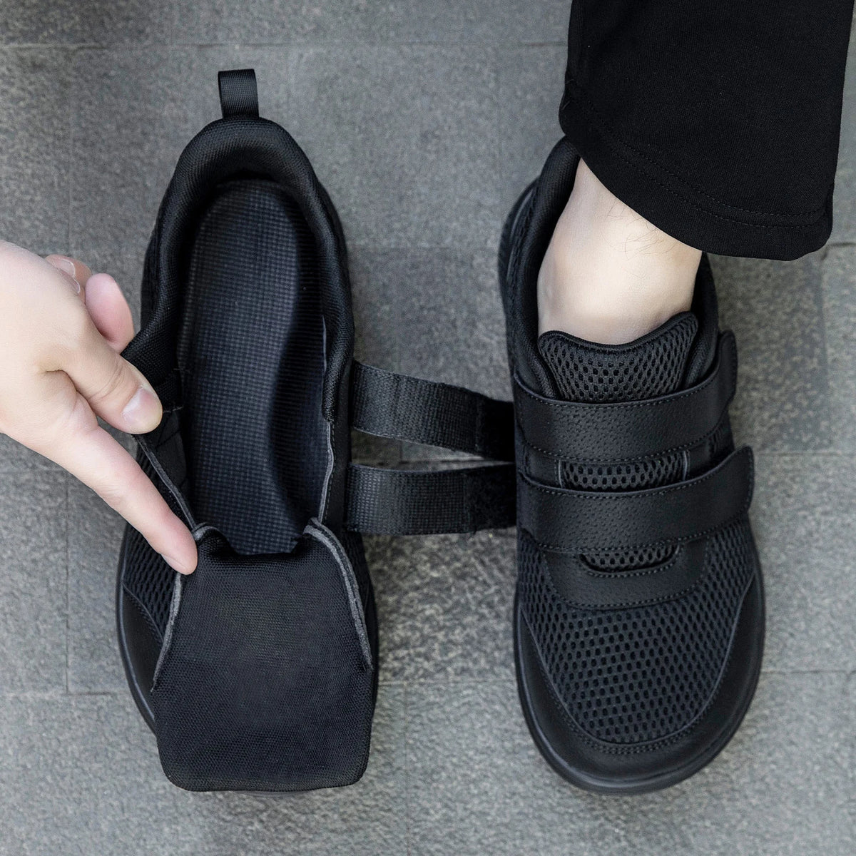 Adjustable Orthopedic Sneakers with Extra Wide Toe Box for Swollen Feet, Hook-and-Loop Closure Walking Shoes | Lonoma
