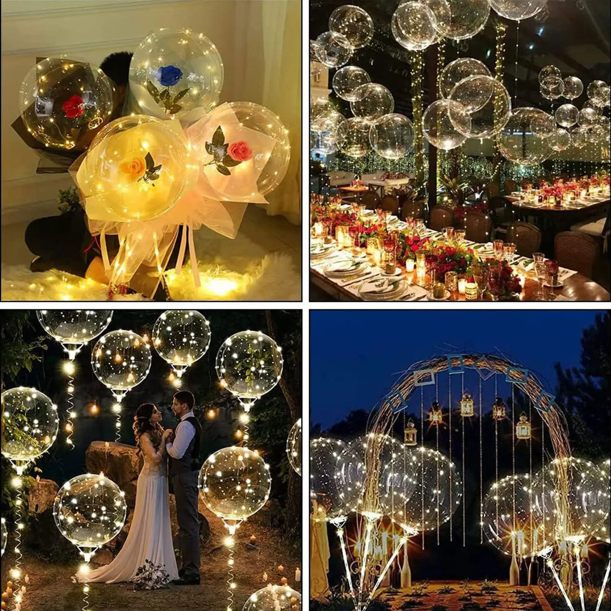 Clear LED Balloons with Light Strand 20 Inch Transparent Party Balloons Warm White Glow for Weddings Birthdays Anniversaries Events Set of 5 | Lonoma