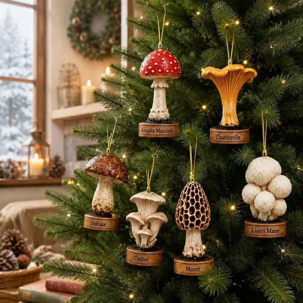 Holiday Countdown Calendar 24-Day Mushroom Acrylic Ornaments Surprise Box with Retro Charms for Christmas Tree Decor and Collecting | Lonoma