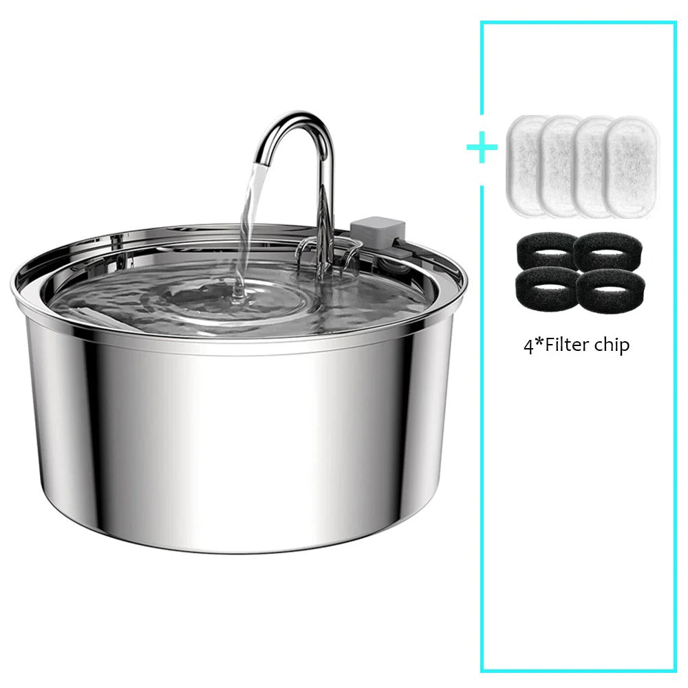 USB Pet Hydration Station Stainless Steel 3L Circulating Bowl for Cats and Dogs with Dual Filters Silent Pump for Multi-Pet Homes | Lonoma