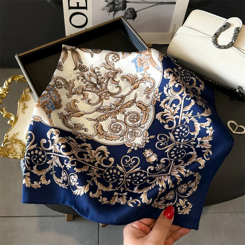 Printed Square Scarf 27.5 × 27.5 in Polyester Silk-Feel Headband Neck Wrap Hair Accessory for Women Spring Summer Fall Winter Versatile | Lonoma