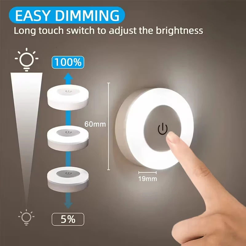Touch-Activated LED Night Light USB Rechargeable Magnetic Compact Puck Light for Bedroom Hallway Closet Warm Ambient Lighting | Lonoma