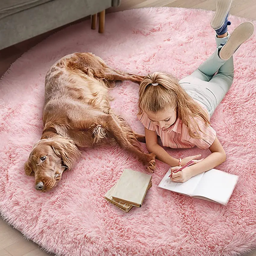 Round Shaggy Kids Area Rug with Memory Foam, Non-Slip Plush Nursery Rug for Bedroom, Playroom & Reading Nook, Soft Carpet | Lonoma