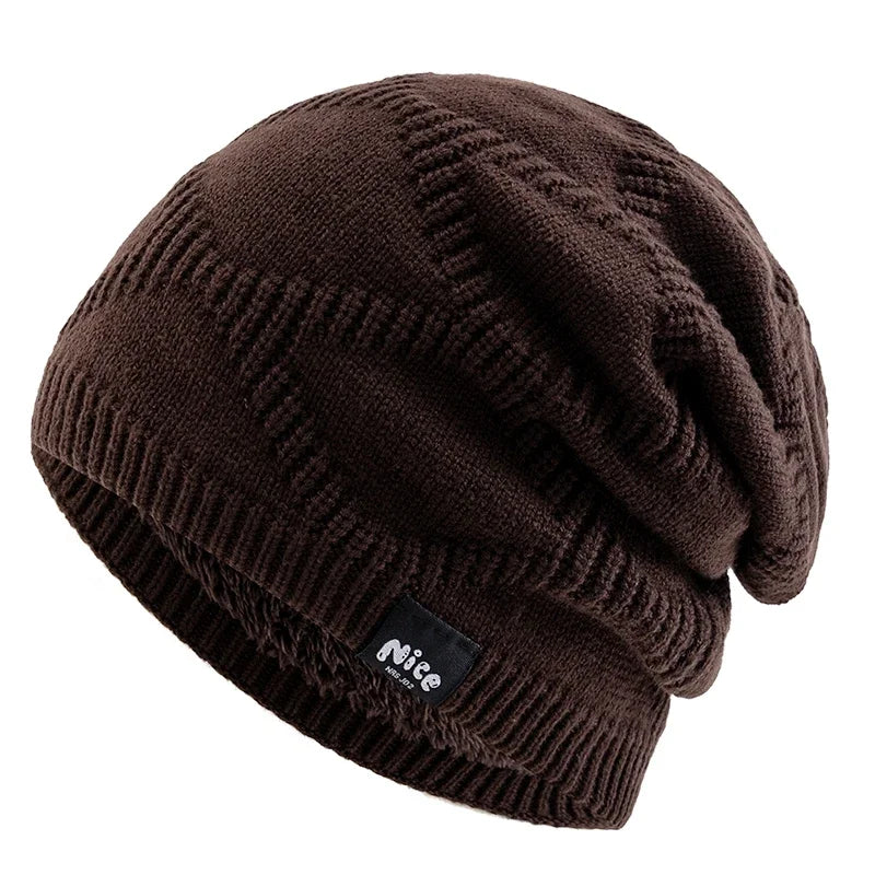 Textured Slouch Beanie Hat for Men and Women with Fleece Lining Cold Weather Winter Knit Cap Casual Daily Headwear | Lonoma