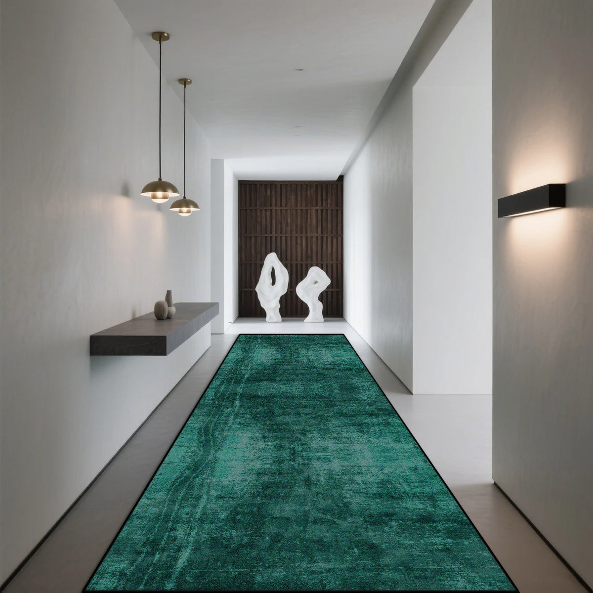 Modern Hallway Runner Rug Geometric Print Low-Profile Non-Slip Floor Mat for Entryway Living Room Bedroom Kitchen Gray Abstract Design | Lonoma