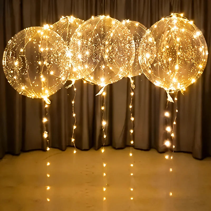 Clear LED Balloons with Light Strand 20 Inch Transparent Party Balloons Warm White Glow for Weddings Birthdays Anniversaries Events Set of 5 | Lonoma