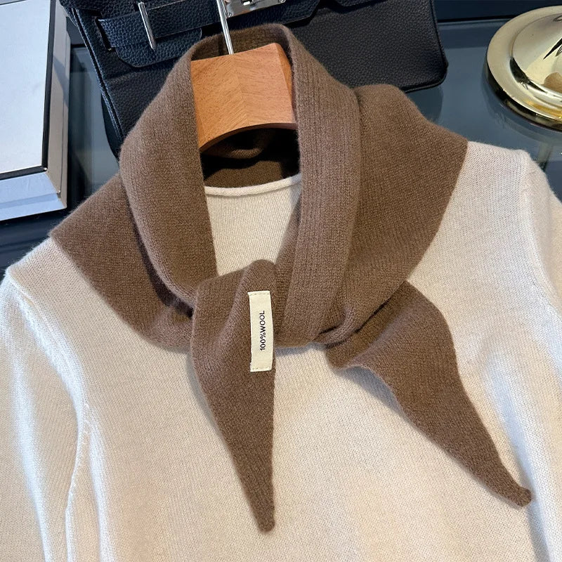 Soft Wool Triangle Scarf Women's Winter Wrap Shawl Solid Color Thick Knit Neck Warmer Cold Weather Pashmina for Daily Wear | Lonoma