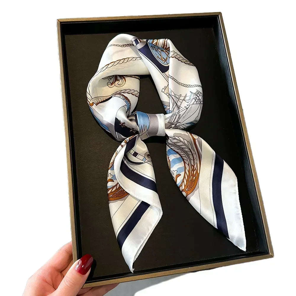 Square Silk Scarf for Women with Printed Design for Hair Neck or Handbag Accent Accessory | Lonoma