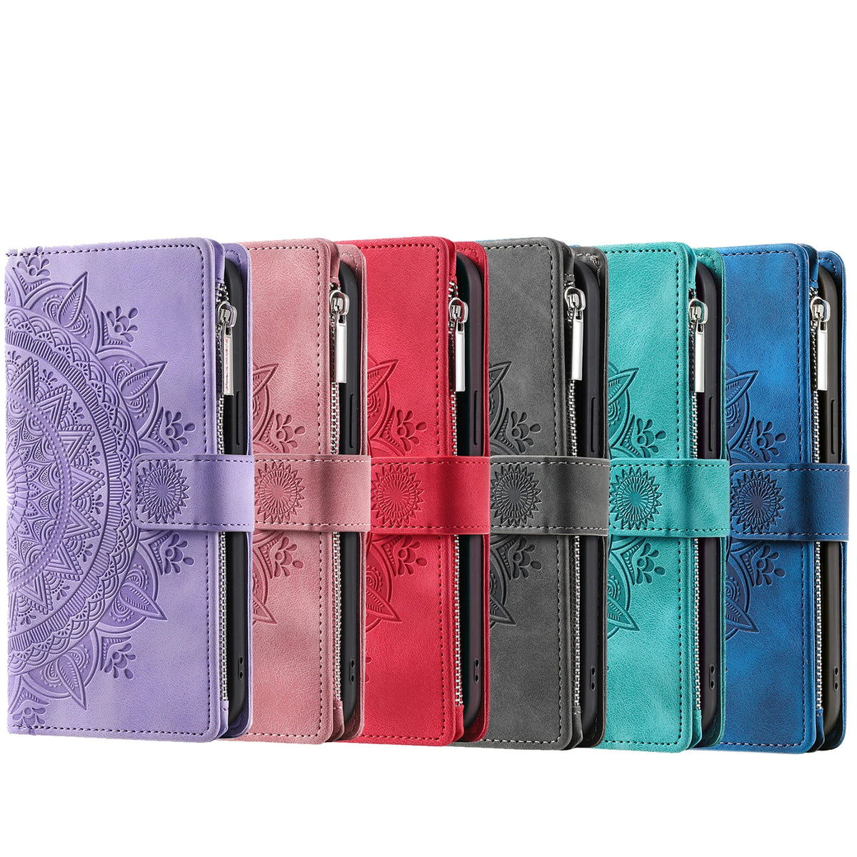 Embossed Leather Wallet Case with Card Slots for Galaxy S26 S25 S24 S23 S22 S21 S20 Note 20 10 9 Magnetic Flip Cover | Lonoma