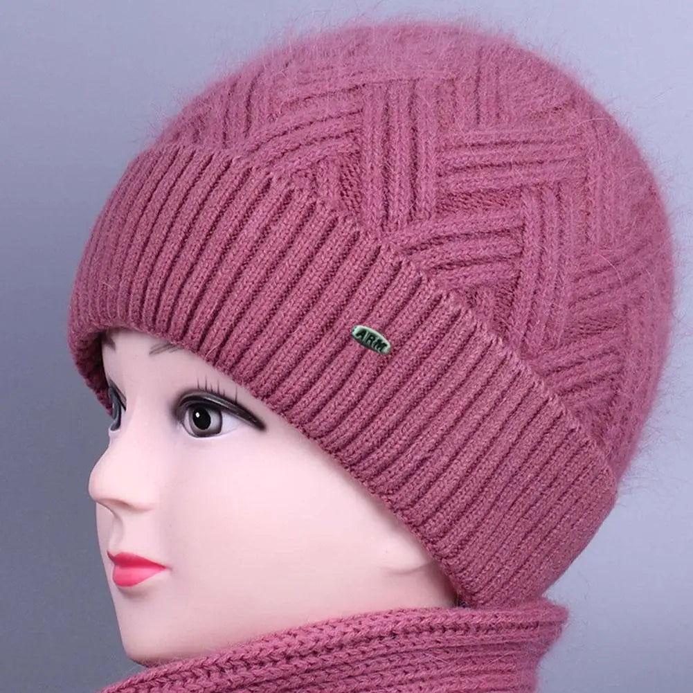 Fleece-Lined Knit Winter Hat for Women with Fold-Up Cuff & Ear Warmers for Cold Weather Outdoors Daily Wear | Lonoma